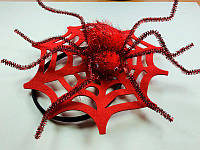 Карнавальный обруч, ободок "Красный паук с паутиной" на хэллоуин, набор 12 шт
