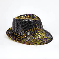 Карнавальная шляпа с блестками и пайетками, головной убор на карнавал Золотой