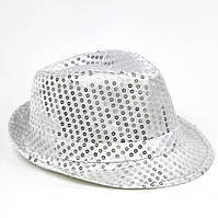 Карнавальная шляпа "Блеск" головной убор для костюма, шляпа с пайетками Серебряный, Шляпа, Унисекс