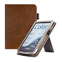 Чехол для PocketBook 616 Basic Lux 2 с ремешком для руки и подставкой коричневый обложка на Покетбук