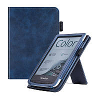 Чохол для PocketBook 616 Basic Lux 2 з ремінцем для руки та підставкою синій – обкладинка на Покетбук