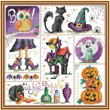 Набір для вишивання за нанесеною на канву схемою "Halloween". AIDA 14CT printed 32*32 см, фото 1