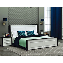 Ліжко двоспальне 160х200 з ЛДСП/МДФ Леон Білий супермат/Дуб графіт Неман