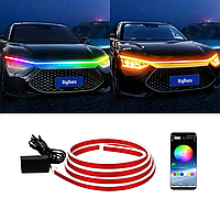 Автомобильная светодиодная ЛЕД подсветка RGB под капот автомобиля, Bluetooth