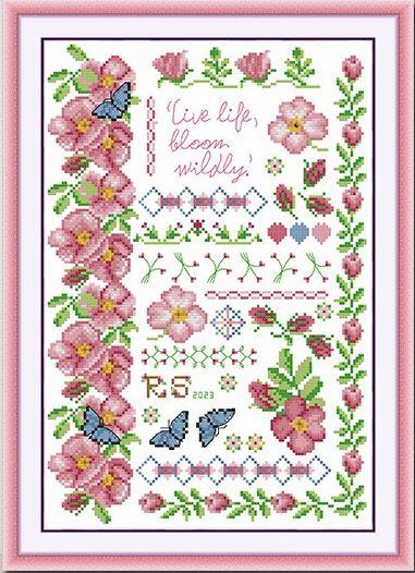 Набір для вишивання за нанесеною на канву схемою "Flowers in full bloom". AIDA 14CT printed 29*40 см