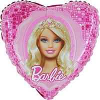 Фольгированный шарик Grabo 18"(46 см) Сердце Кукла Барби (Barbie) в короне