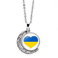 Патіотичний кулон-підвіска на шию з жовто-блакитним серцем