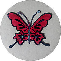 Нашивка на одежду (термо) Бабочка 105*90 мм Красный
