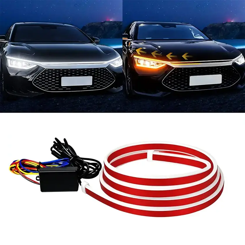 Автомобільна світлодіодна LED-підсвітка під капот автомобіля з поворотниками, біле світло, фото 1