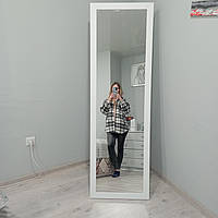 Зеркало напольное с ножкой в белой раме, большое белое на подставке 1600х500 мм