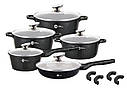 Набір кухонного посуду з гранітним антипригарним покриттям Higher Kitchen HK-305 Чорний/ Набір каструль, фото 2