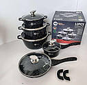 Набір кухонного посуду з гранітним антипригарним покриттям Higher Kitchen HK-305 Чорний/ Набір каструль, фото 5