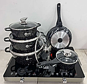 Набір кухонного посуду з гранітним антипригарним покриттям Higher Kitchen HK-305 Чорний/ Набір каструль, фото 4