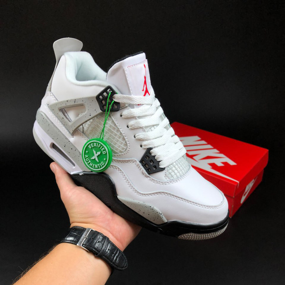 Чоловічі кросівки Nike Air Jordan 4 Retro шкіряні стильні спортивні білі