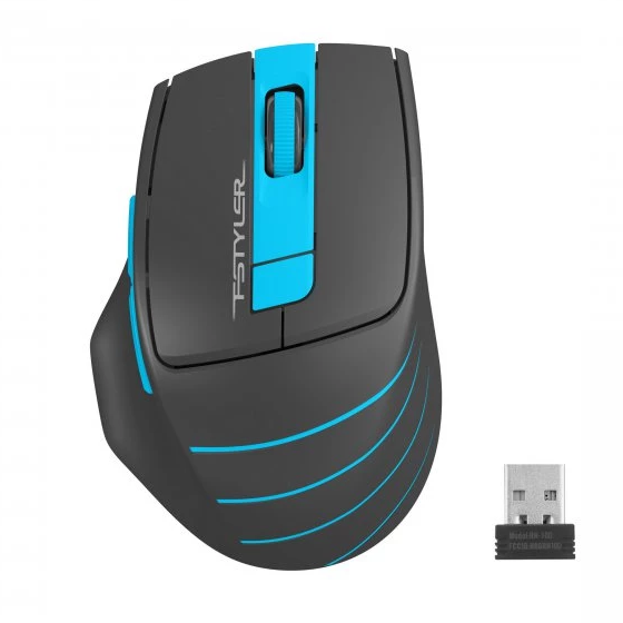 Мишка бездротова безшумна A4 Fstyler FG30S (Blue) чорний/блакитний, фото 1