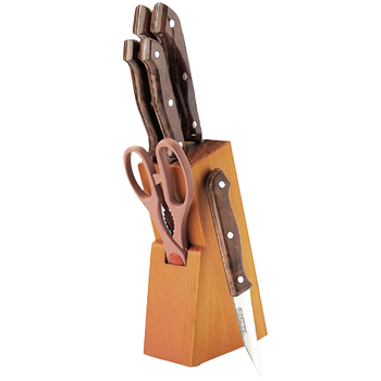 Набір ножів Rainbow 7 предметів на підставці кольорові ручки MR-1406 Maestro