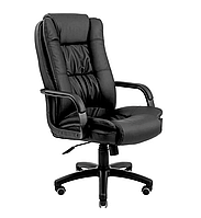 Кресло офисное мягкое Калифорния Ю,комплектация пластик рич,механизм M-1 (Tilt),обивка черный Флай 2230 кожзам