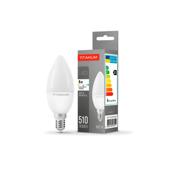 Лампа LED C37 6W E14 4100К 220V Titanum