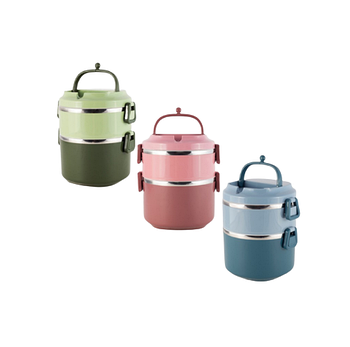 Ланчбокс подвійний 1700 мл (корпус пластик/внутр. місткість неірж.сталь) мікс KAMILLE