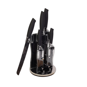 Набір ножів 5 предметів на акриловій підставці нержавіюча сталь порожнисті ручки 5131B KAMILLE