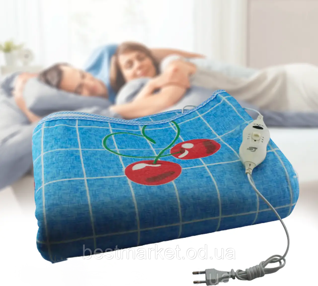 Електропростирадло Electric Blanket 150 х 170 см у клітинку Вишні
