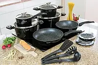 Набор посуды из 15 предметов Edenberg с мраморным покрытием
