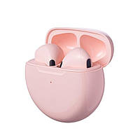 Бездротові навушники блютус з мікрофоном в кейсі TWS  Air Pro 6  pink