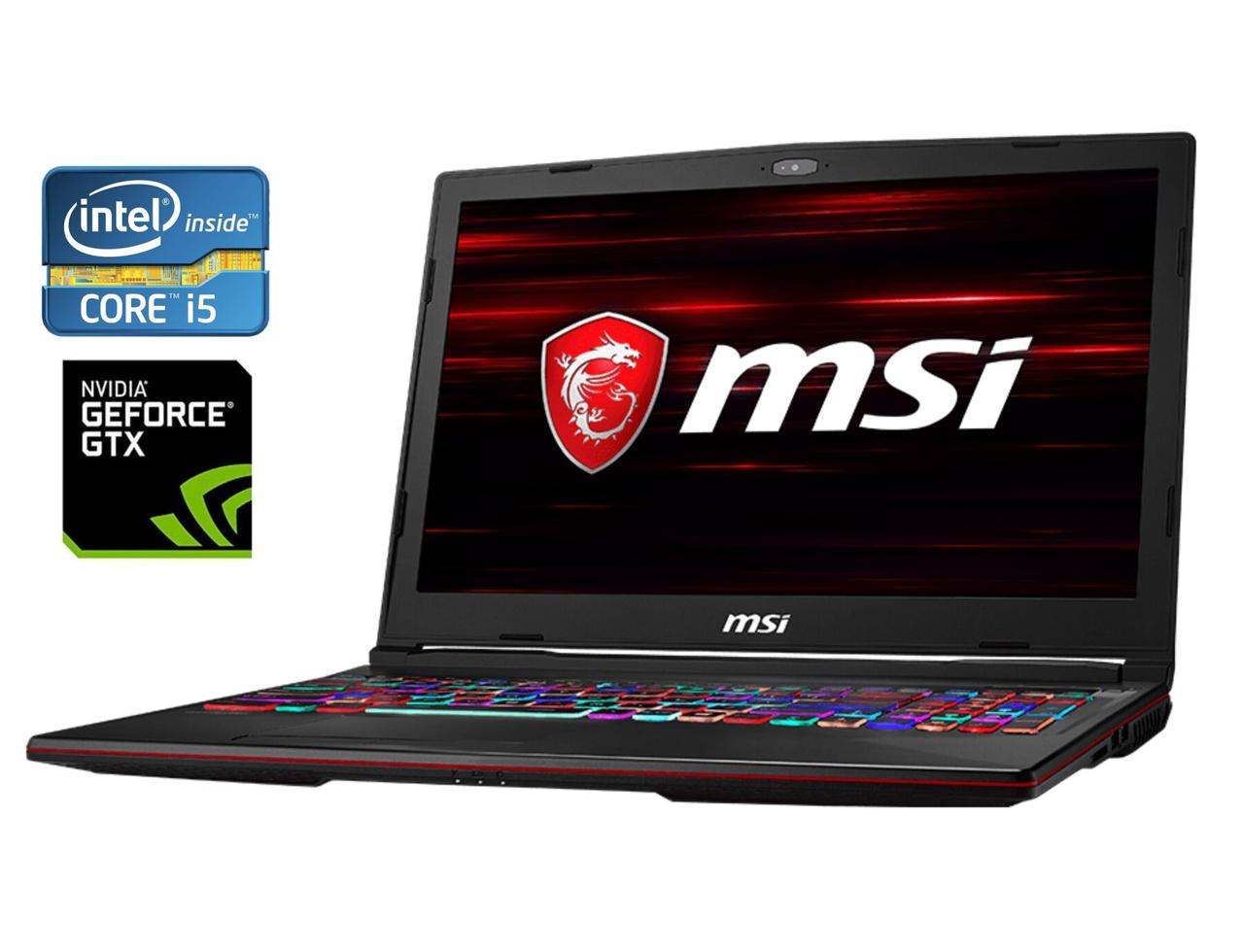 Ігровий ноутбук MSI GL63 8RC/15.6"/Core i5 4 ядра 2.3GHz/16GB DDR4/480 GB SSD/GeForce GTX 1050 4GB/Win10