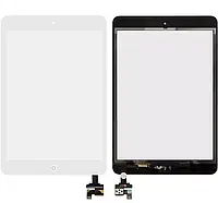 Сенсор (тачскрин) Apple iPad Mini (A1432, A1454, A1455), (полный комплект с кнопкой Home), оригинал, White