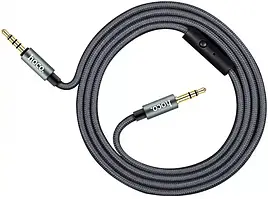 Аудіо кабель, з мікрофоном Hoco UPA04 AUX mini Jack 3.5mm M/M Cable 1 м gray