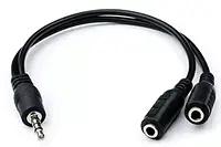 Аудио разветвитель Atcom mini Jack 3.5mm M/2xF black (16850)