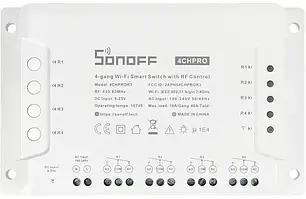 Розумний 4-канальний перемикач Wi-Fi Sonoff 4CHPROR3 з керуванням RF433MHz