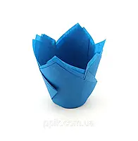 Паперова форма для кексів "Тюльпан" (50х60/80) (50 шт), блакитна