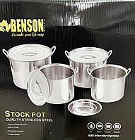 BN-289 Набор посуды нержавейка (Stock Pot) 8пр 7,5л,9,5л,13л,17л