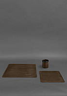 Набор для рабочего стола из натуральной кожи 1.0 темно-коричневый Crazy Horse BlankNote z113-2024