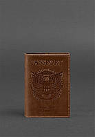 Кожаная обложка для паспорта с американским гербом светло-коричневая BlankNote z113-2024
