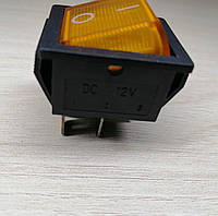 Перемикач авто широкий жовтий KCD2-201N 12В 35А 4 pin з підсвіткою