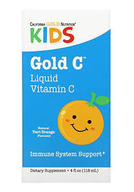 Рідкий вітамін С для дітей натуральний апельсиновий смак California Gold Nutrition, 118 мл