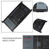 Акумулятор WDX0R WDXOR T2JX4 11,4 В, 42 Втч, сумісний із ноутбуком DELL Inspiron, фото 3