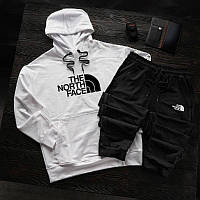 Мужской спортивный костюм белый The North Face осень весна, Белый спортивный комплект TNF Худи + черные trek