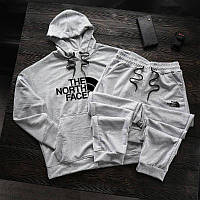 Серый спортивный костюм The North Face мужской осенний весенний, Спортивный костюм серый TNF Худи + Штан trek