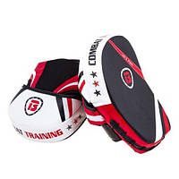 Лапи боксерські вигнуті корбра для тренувань COMBAT червоно-біло-чорні