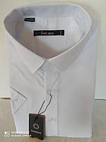 Мужская приталенная рубашка белого цвета с коротким рукавом Crestance Размеры: , L,