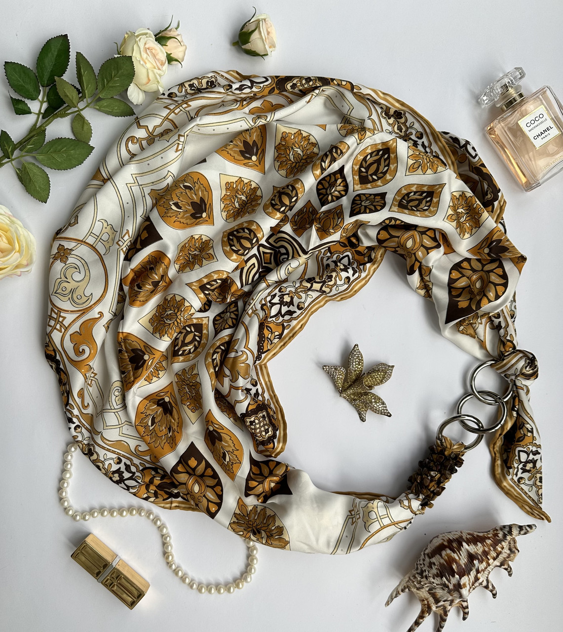 Дизайнерська хустка My Scarf "Малинова румба" шийна хустка, подарунок жінці