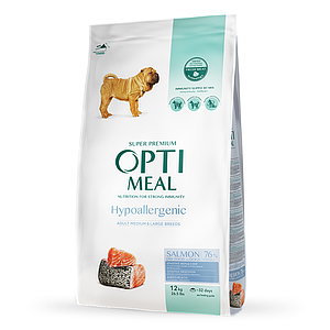 Сухий гіпоалергенний корм Optimeal (Оптиміл) Medium для собак середніх і великих порід с лососем 12КГ