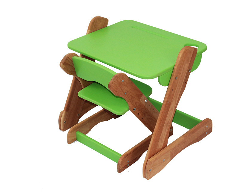 Комплект парта и стул p101 c101 каркас дерево бук, зеленый (Mobler TM) - фото 3 - id-p557157890