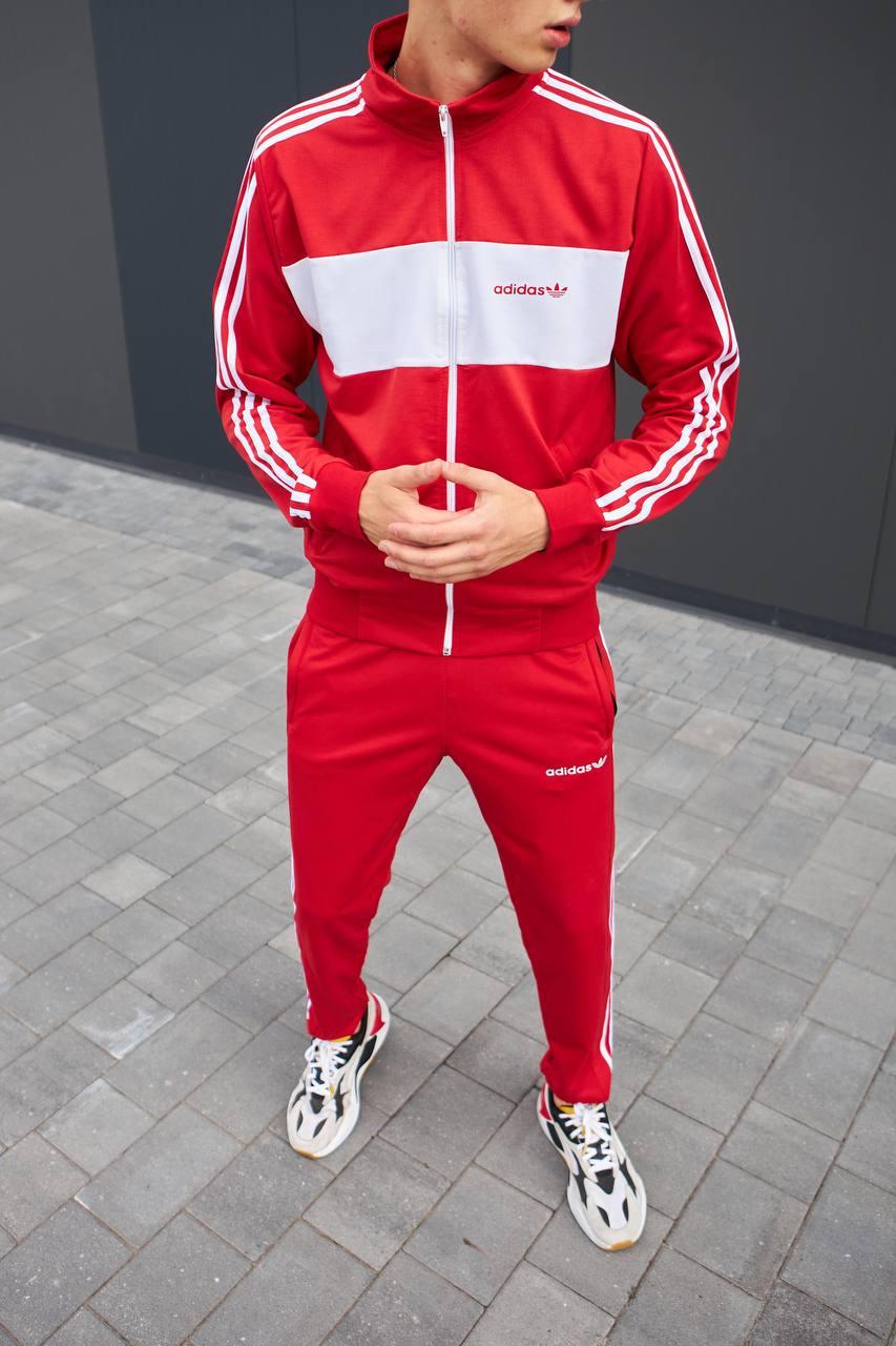 Спортивний костюм чоловічий Adidas весняний осінній олімпійка штани адідас червоний