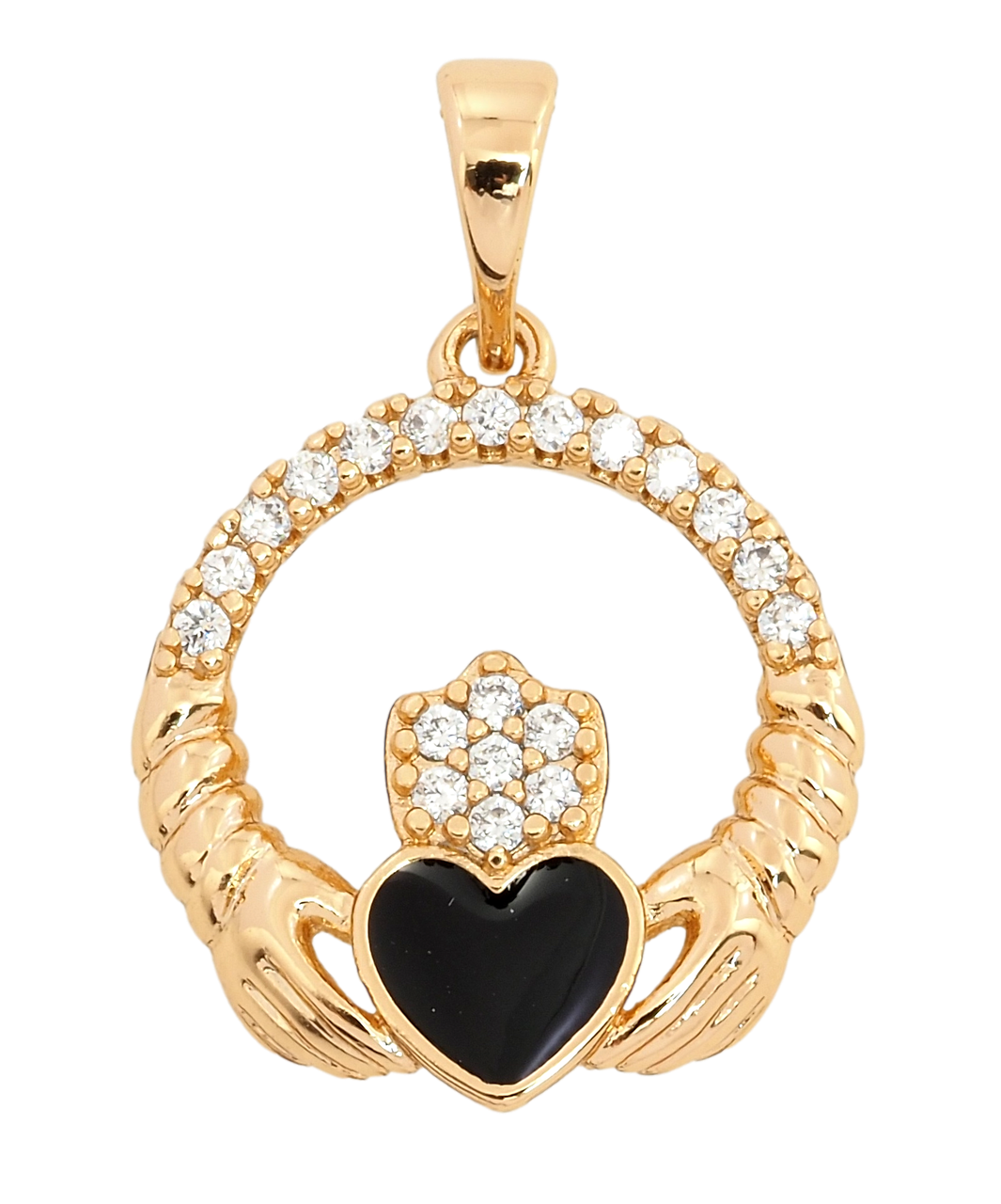 Кулон Xuping Позолота 18K "Чорне серце в руках" для ланцюжка до 5мм