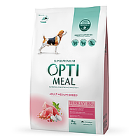 Сухий корм Optimeal Medium для собак середніх порід з індичкою 4КГ