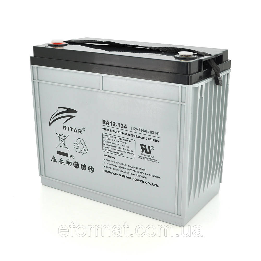 Акумуляторна батарея AGM RITAR RA12-134, Gray Case, 12 V 134.0 Ah ( 340 x 173 x 287) Q1